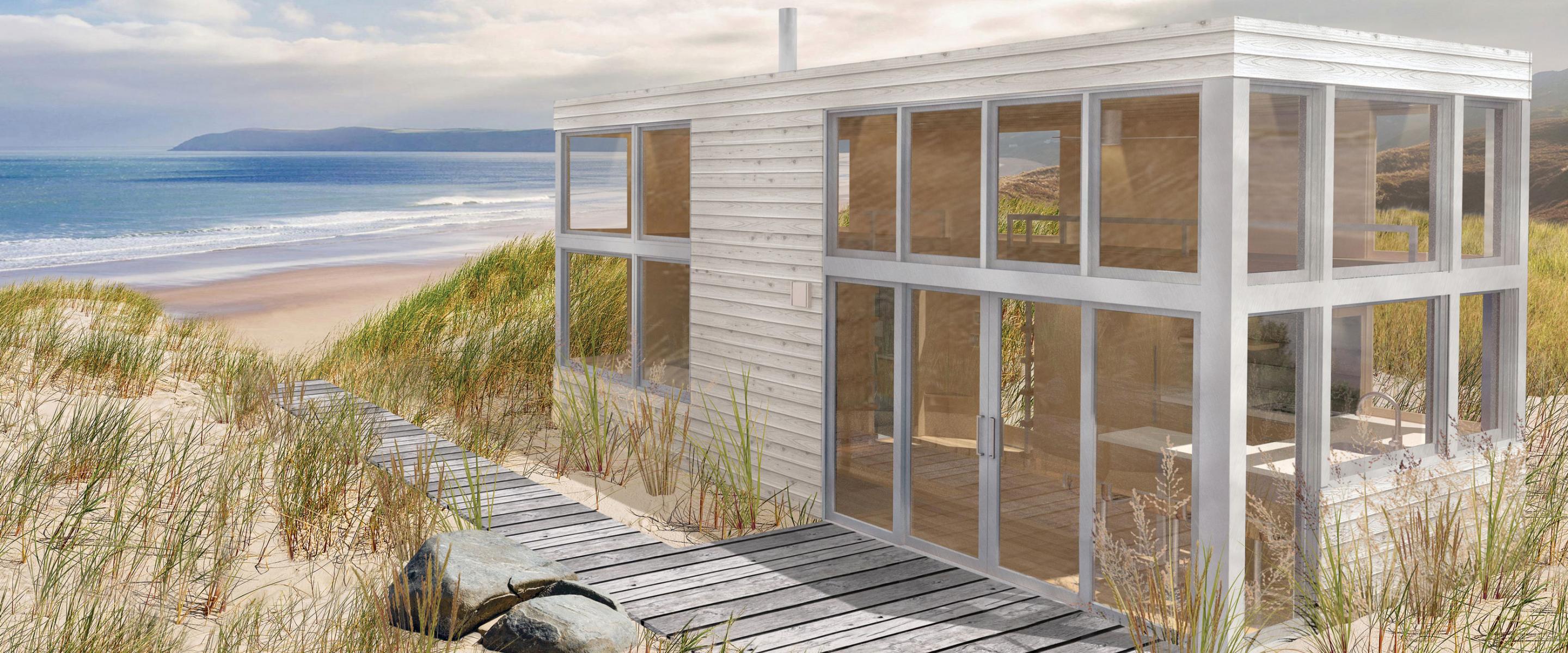 The SALTI 1 bedroom model sitting on the beach.